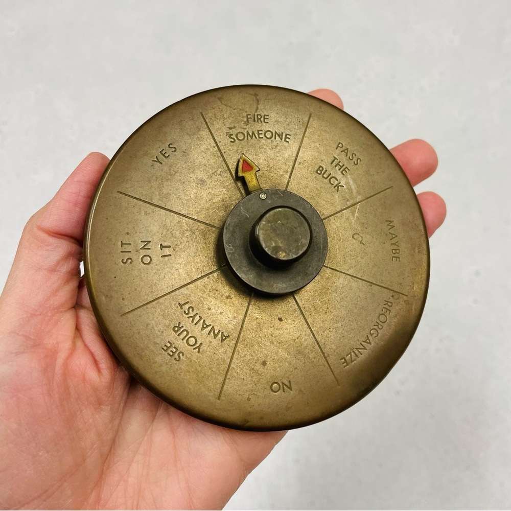 Vintage Brass Executive Decision Maker Spinner Paperweight - Picture 2 of 6